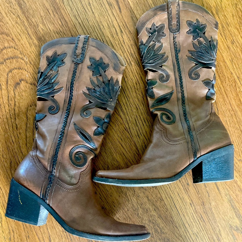 Carlos Santana Leather Cowgirl Boots